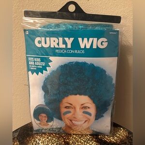 Costume Wig Curly Blue Pride Adult Party Halloween Kids Short Cosplay Football